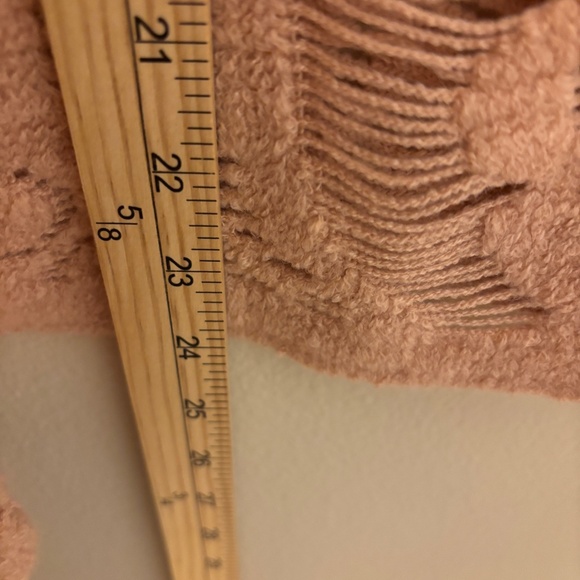 NWT macchia di Ruggine Blush Peach Knit Fringe Poncho One Size Prairie V neck - Picture 10 of 10